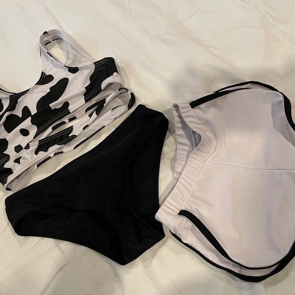 Cow print bikini with shorts